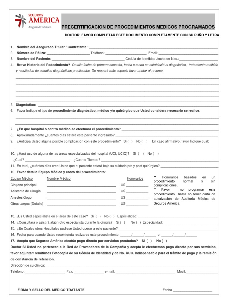 Formato Pre-Certificacion Médica NUEVO | PDF | Hospital | Cirugía