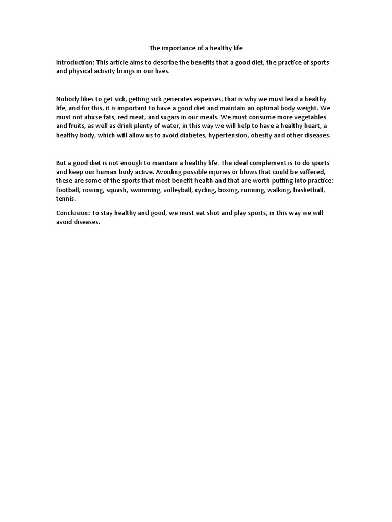 The Importance of A Healthy Life | PDF | Self-Improvement | Lifestyle