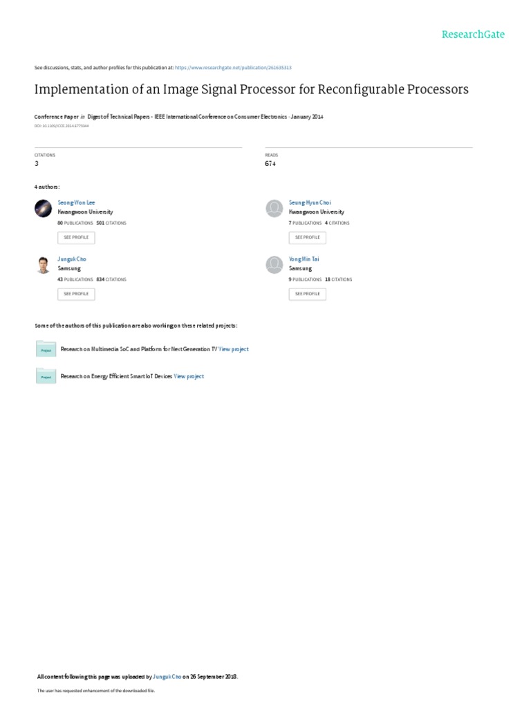 Implementation of An Image Signal Processor For Reconfigurable ...