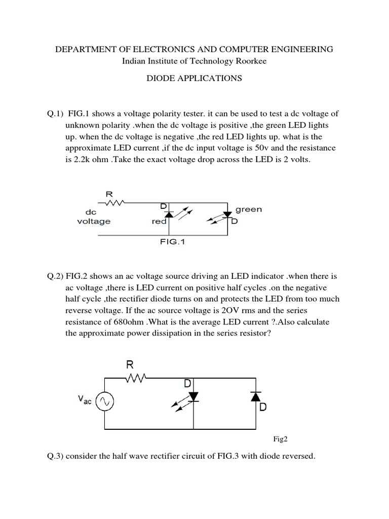 Tutorial Sheet 03 Diode Applciations PDF Rectifier Diode