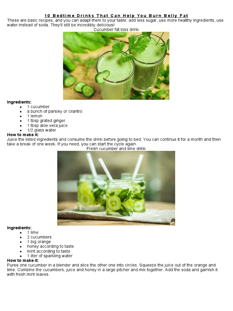 1 0 Bedtime Drinks That Can Help You Burn Belly Fat Pdf Lemon Drink