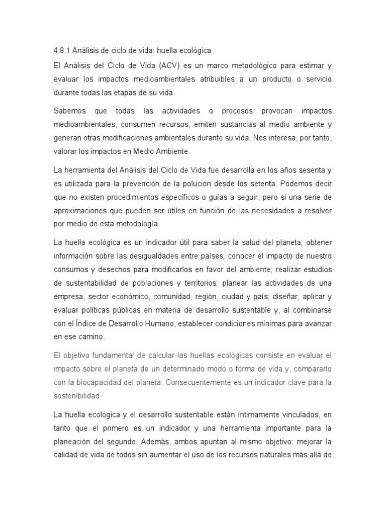 Análisis de la Huella Ecológica | PDF | Evaluación del ciclo de vida ...