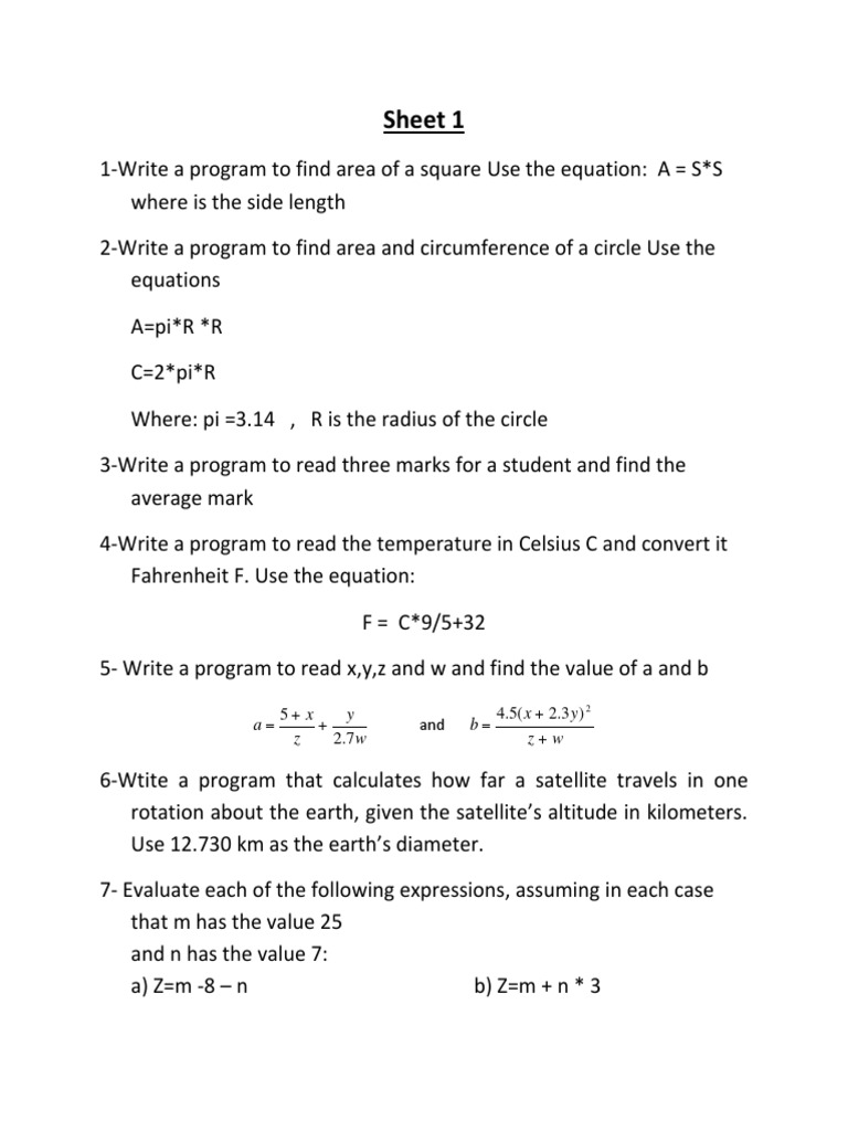 Sheet 1 | PDF | Teaching Methods & Materials | Science & Mathematics
