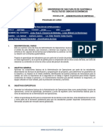 Código 07230 Administración de Operaciones I 2022 Programa Del Curso