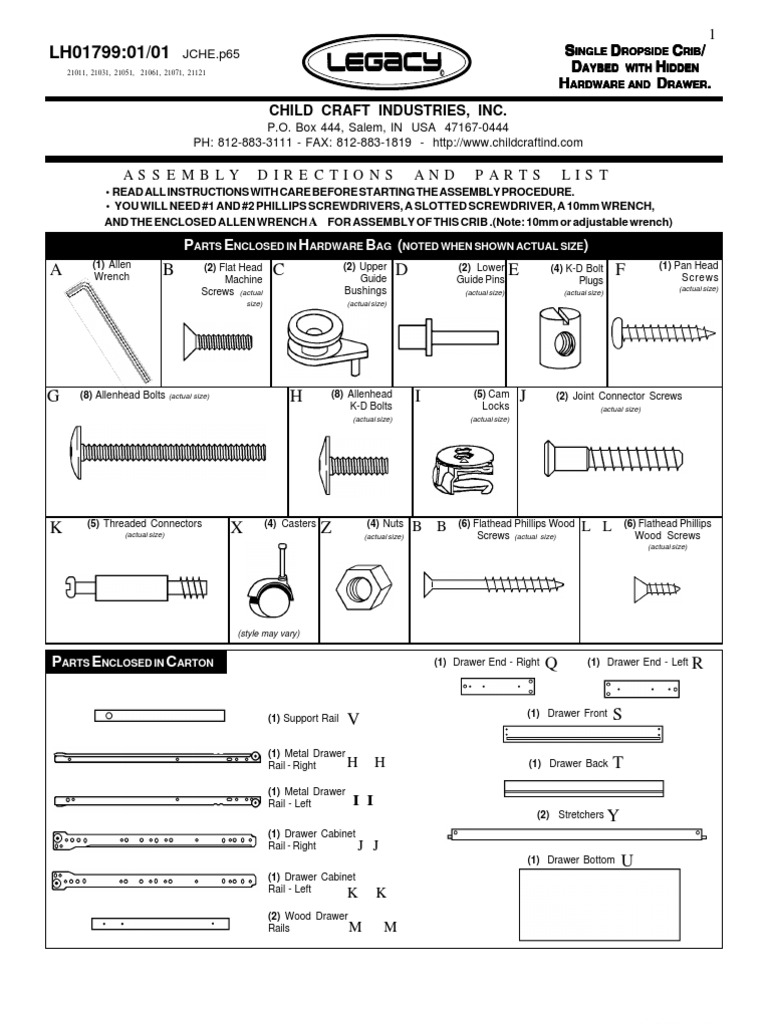 Crib Instructions PDF Nut (Hardware) Screw