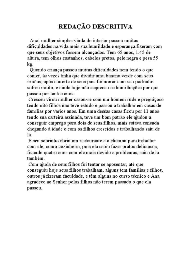 REDAÇÃO DESCRITIVA