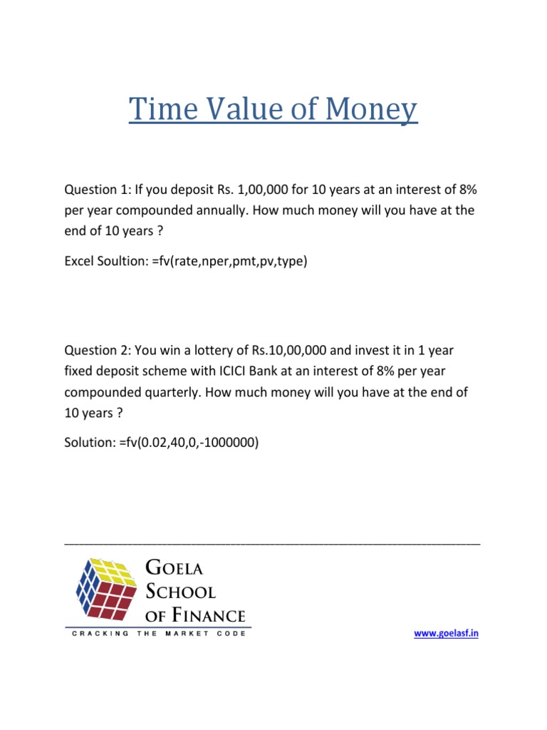 Time Value of Money Calculations | PDF | Time Value Of Money | Interest