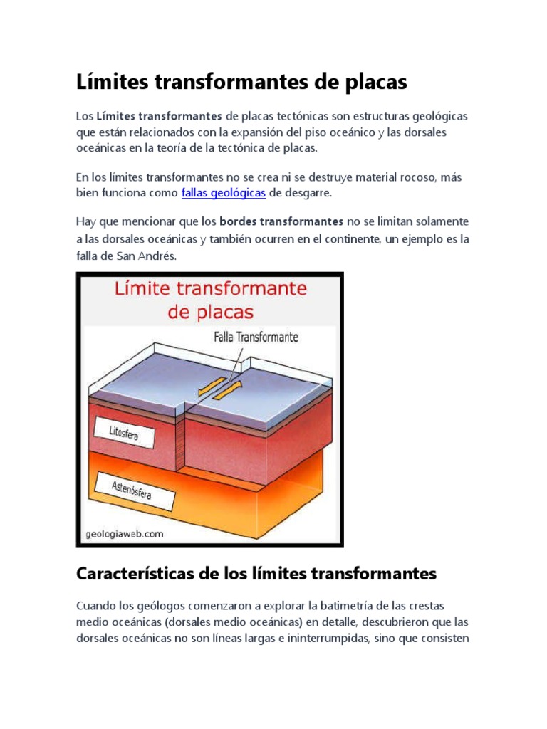 Límites Transformantes de Placas Tectónicas | PDF | Geología ...