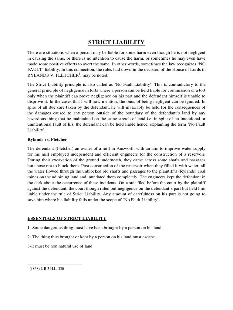 Law Rule of Strict Liability | PDF | Legal Liability | Negligence