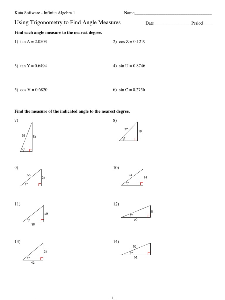 Trigonometry To Find Angle Measures | PDF | Trigonometry ...