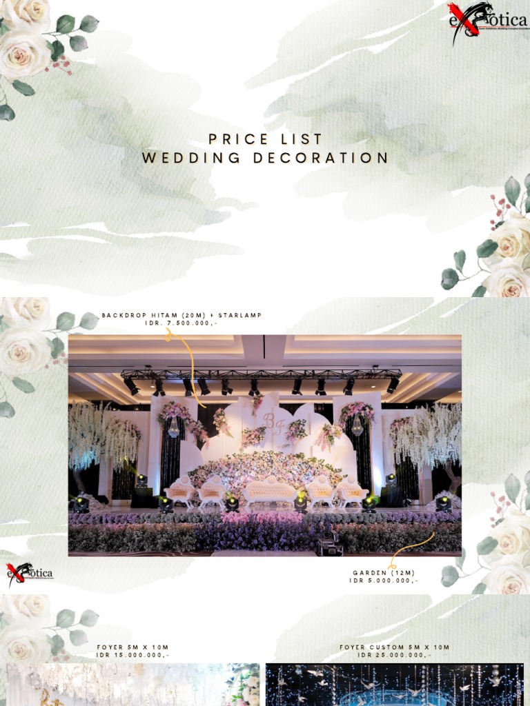 Price List Wedding Decoration | PDF