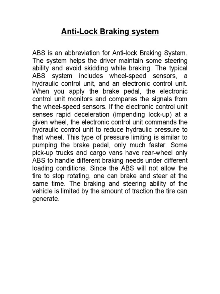 Anti Lock Bracking System | PDF