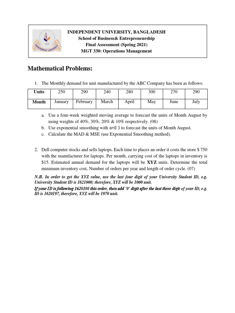 Final Assessment Spring 2021 | PDF