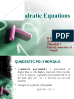Quadratic Equations: B.Rakesh MSC. Bioinformatics 21mslsbf17 Central University of Punjab
