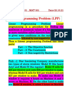 MBA 52nd 01 MAT 501 Linear Programming Problem (LPP) Maximum Profit Solution