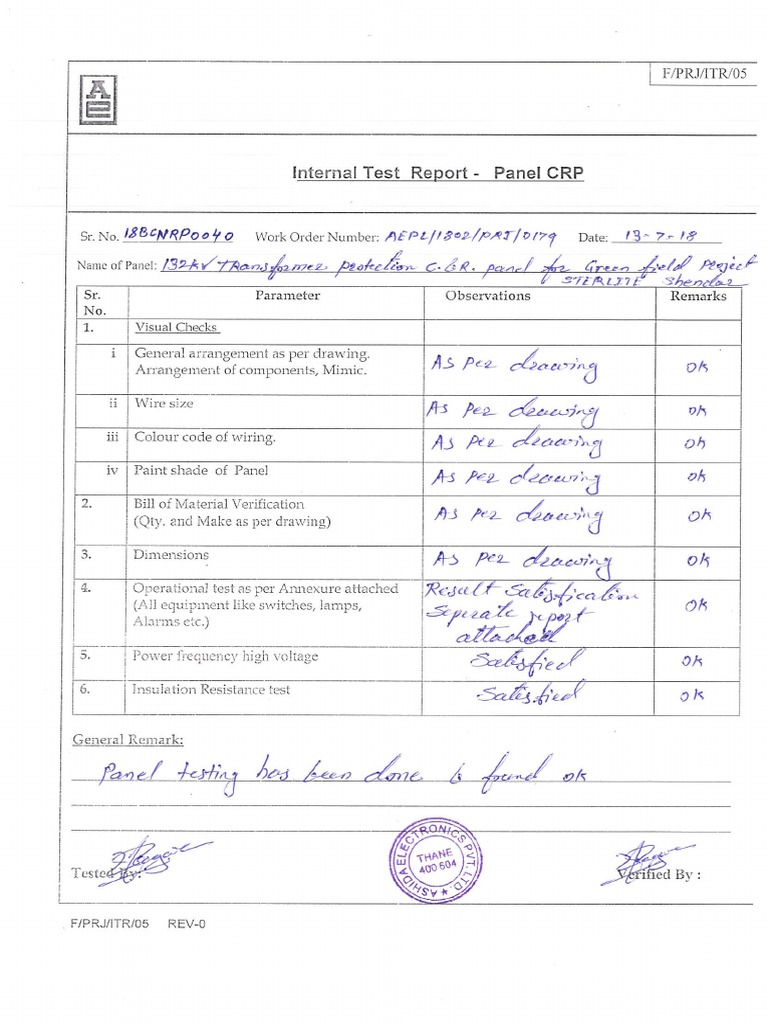 Transformer Test Reports | PDF