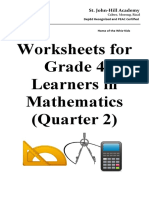 Worksheets For Grade 4 Learners in Mathematics (Quarter 2) : St. John-Hill Academy