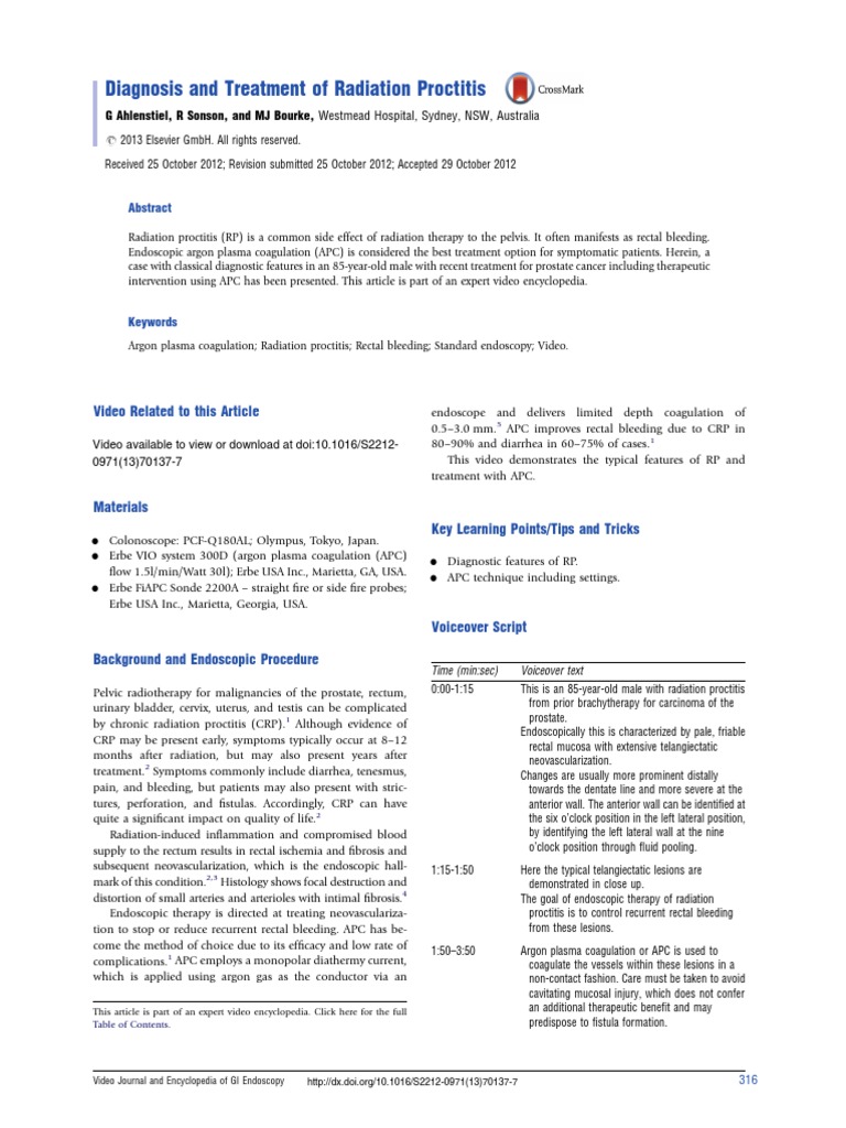 Diagnosis and Treatment of Radiation Proctitis | PDF | Radiation ...