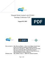 Deepak Nitrite Limited's Q1 FY2022 Earnings Conference Call