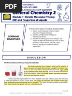 Module 1 - KINETIC MOLECULAR THEORY, IMF, AND PROPERTIES OF LIQUID