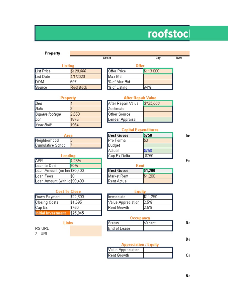 Rental Property Analysis Spreadsheet | PDF | Loans | Pro Forma