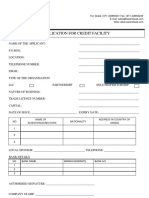 Application For Credit Facility: Tel: Dubai: (971-4) 8855001 Fax: (971-4) 8855230