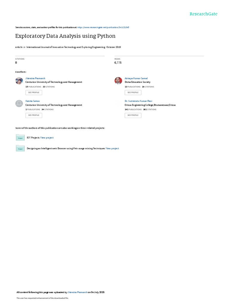 Exploratory Data Analysis Using Python | PDF | Data Analysis | Computing