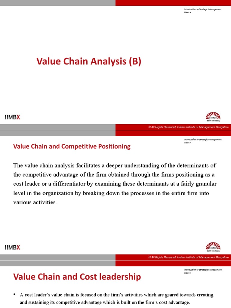 Value Chain Analysis (B) : Introduction To Strategic Management Week 4