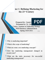 Chapter 1: Defining Marketing For The 21 Century: Prepared By: Zainab Ghaddar Presented To: Dr. Alaa Abass