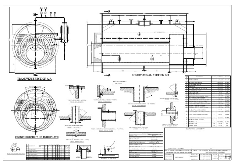Longitudinal Section B-B Transverse Section A-A: Welding Details Not To ...