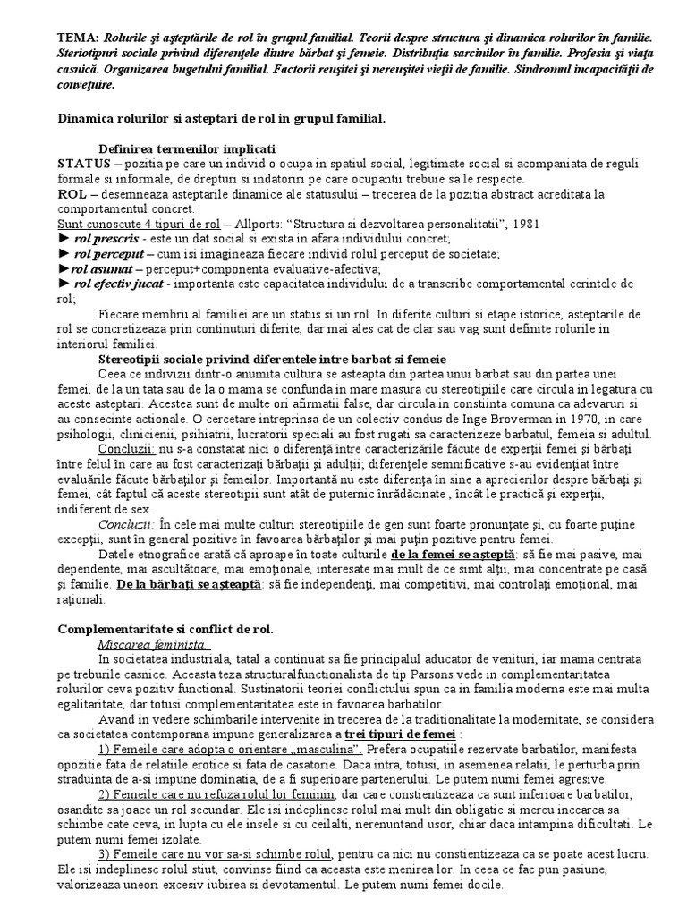 Tema5 Roluri in Familie | PDF