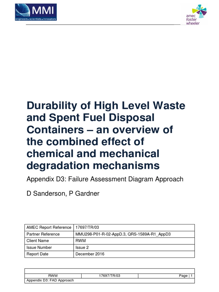 Container Durability Appendix D3 Failure Assessment Diagram Approach ...