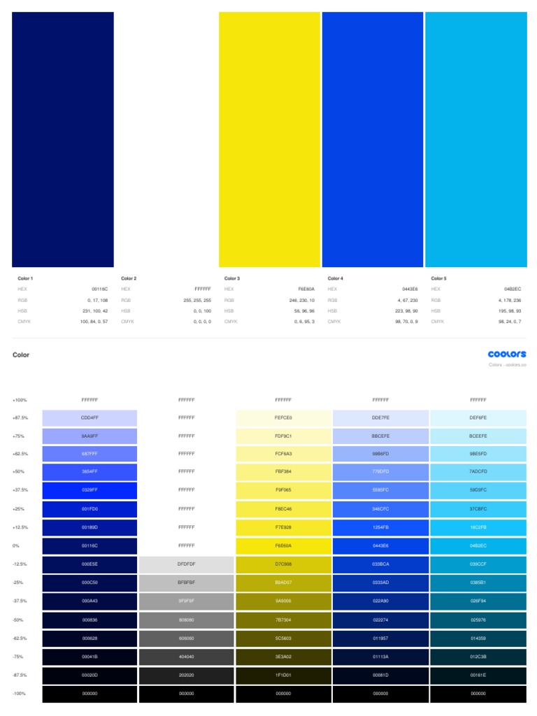 Color: Color 1 Color 2 Color 3 Color 4 Color 5 | PDF | Rgb Color Model ...