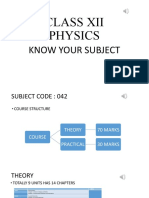 Class Xii Physics: Know Your Subject