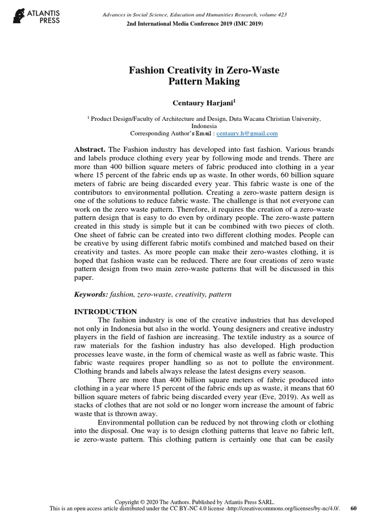 Fashion Creativity in Zero-Waste Pattern Making | PDF | Waste ...