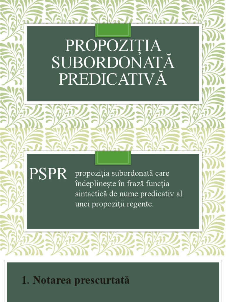 Propoziția Subordonată Predicativă | PDF