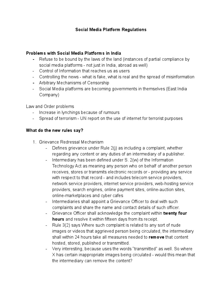 Regulating Social Media Platforms and Digital Media in India: An ...