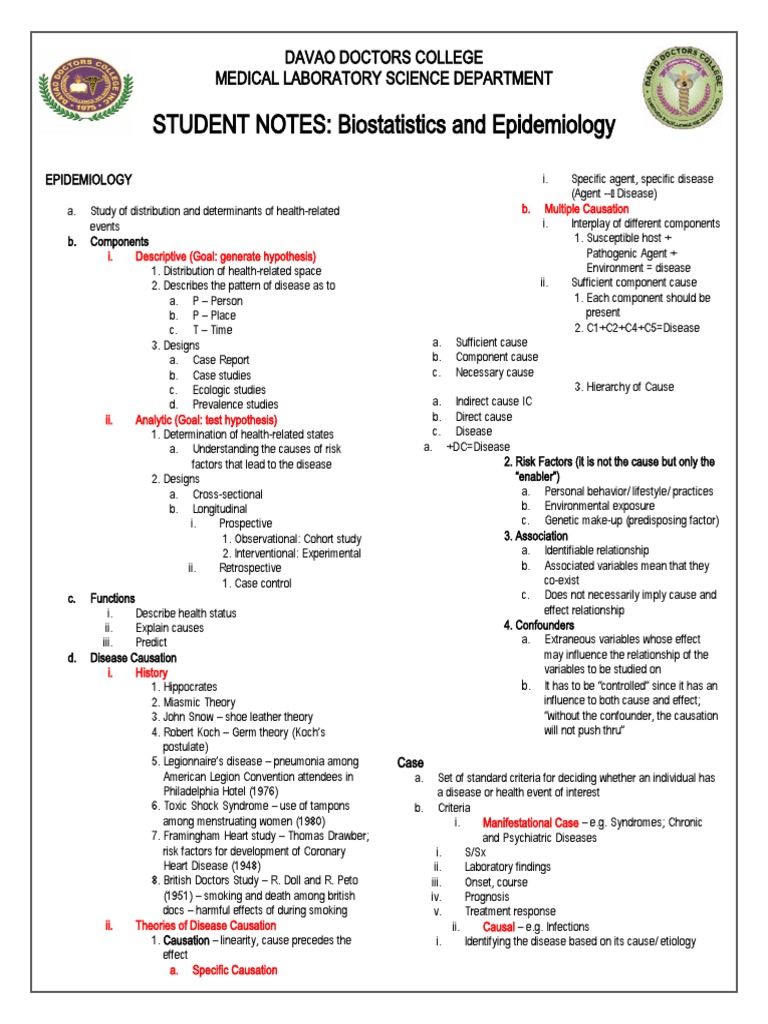 STUDENT NOTES: Biostatistics and Epidemiology: Davao Doctors College ...