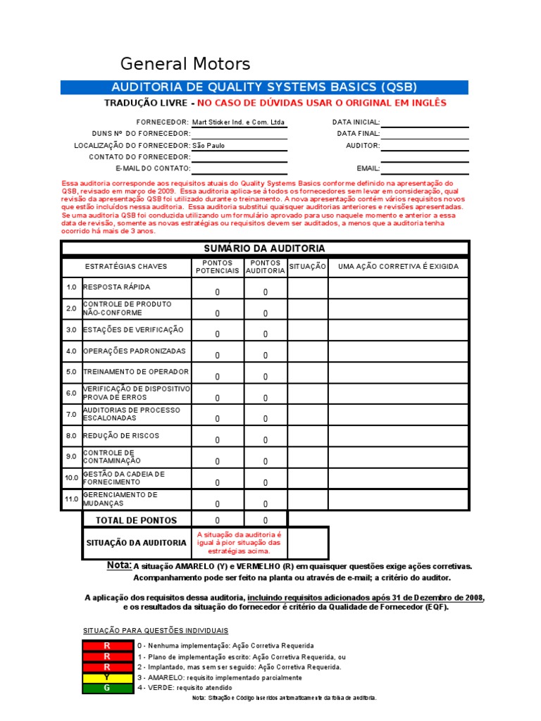GM 1927-30 - QSB-Audit - Portugues | PDF | Comentários | Qualidade ...