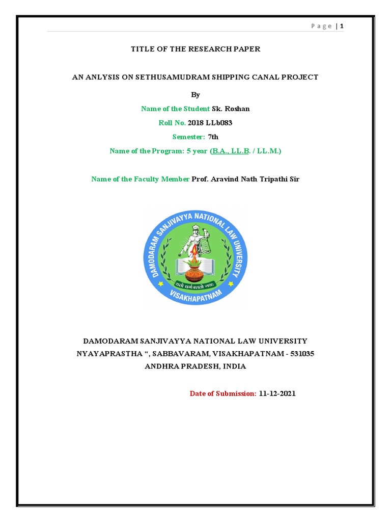 Maritime Law Research Paper PDF