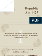 Republic Act 1425: The Debates On The 1950's Rizal Bill