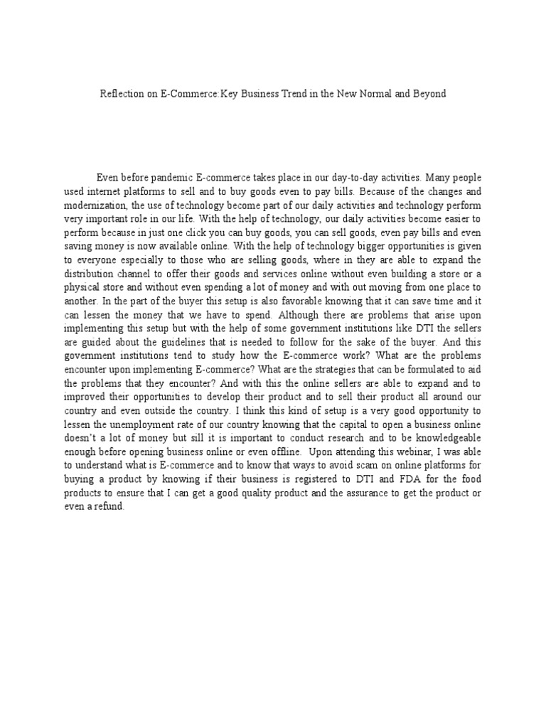 E-Commerce Reflection: Opportunities & Insights | PDF | Business