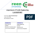 Department of Textile Engineering Lab Report: Submitted By: Submitted To
