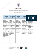 Teacher Reflection Form (TRF) Rubric For Master Teacher I-IV