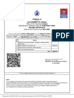 Office of The Tahasildar Cuttack Miscellaneous Certificate Case No E-INC/2022/119834 (Valid For The Financial Year 2021-2022)