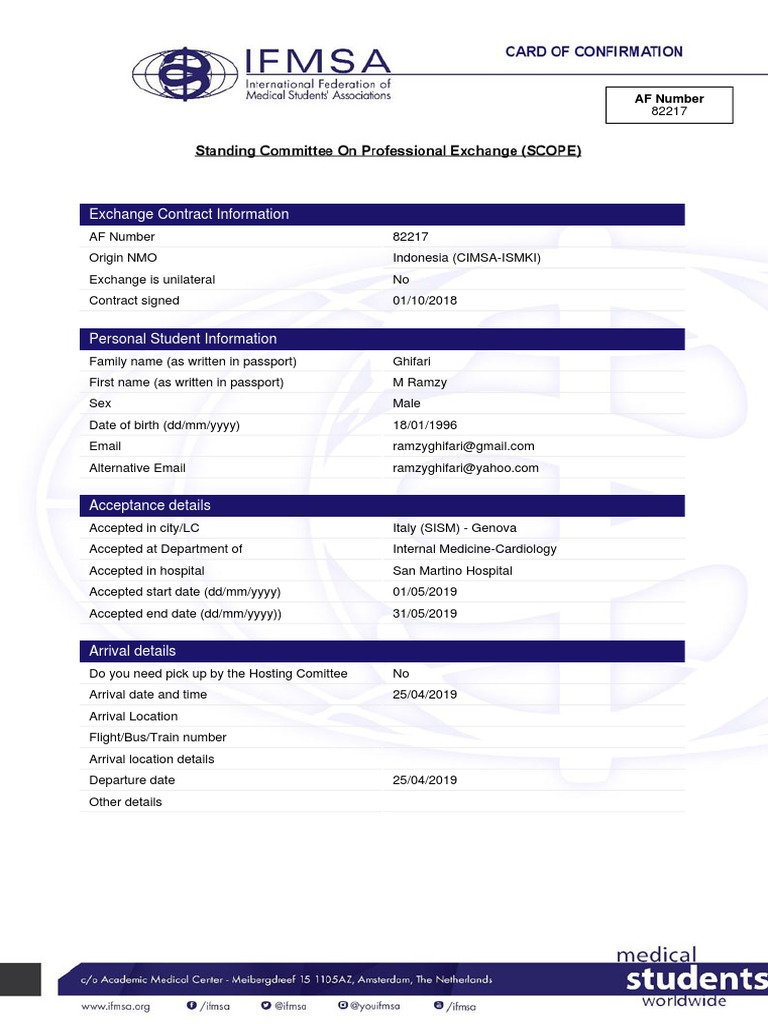 Card of Confirmation Scope 101707 | PDF