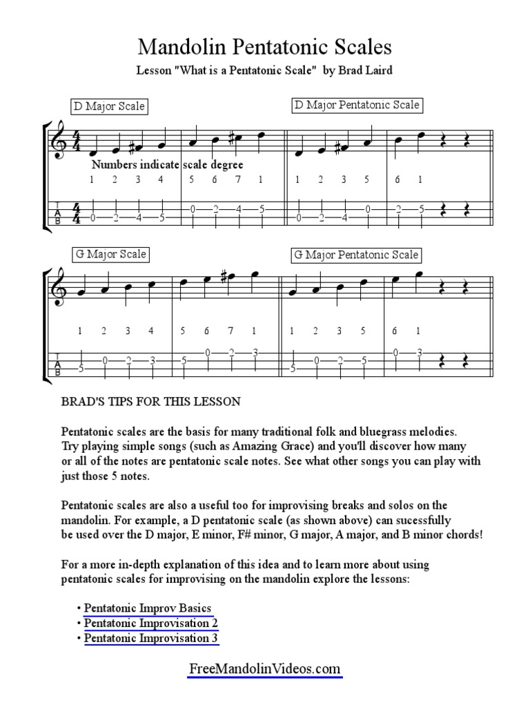 Mandolin Pentatonic Scales D Major Scale D Major Pentatonic Scale PDF Scale (Music) Music