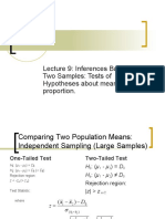 Statistics: Lecture 9: Inferences Based On Two Samples: Tests of Hypotheses About Mean and Proportion
