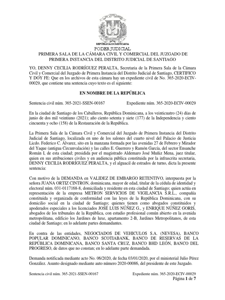 Sentencia Civil Núm. 365-2021 en RD | PDF | Demanda judicial ...