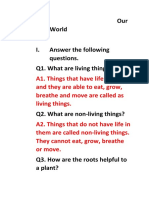 17-12-21 Our Wonderful World I. Answer The Following Questions. Q1. What Are Living Things?